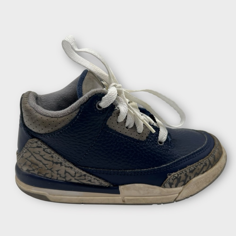 nike AIR JORDAN 3 III Retro PS Georgetown 429487-401 Navy Grey‎ White Kids SZ 11